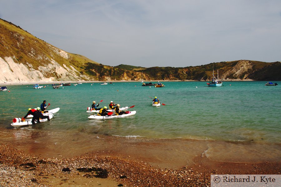 Lulworth Cove, looking east from sea level, Dorset
