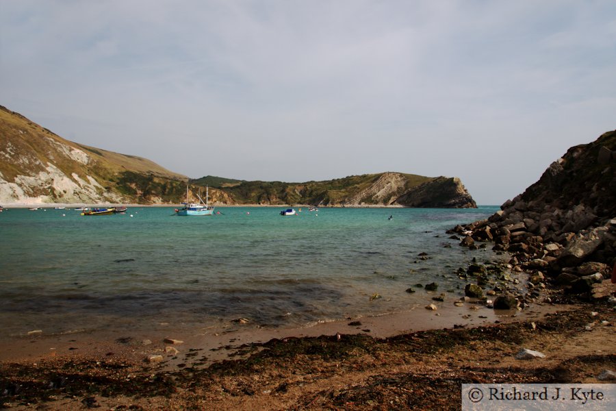 Lulworth Cove, looking southeast from sea level, Dorset