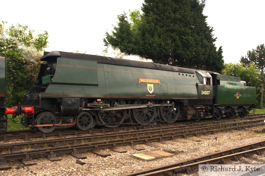 SR West Country class no 34007 Wadebridge departs Toddington, Gloucestershire Warwickshire Railway