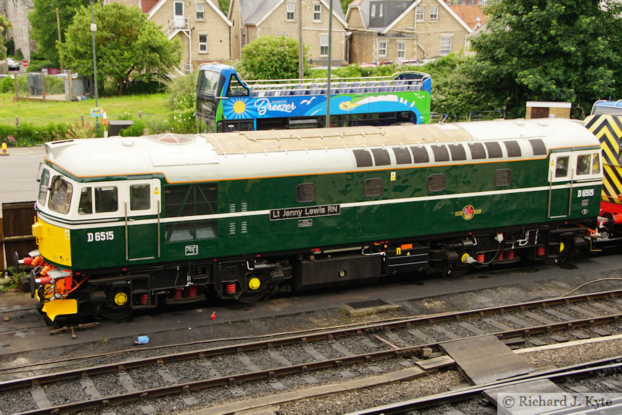 Class 33 Diesel no. D6515 (TOPS 33012) "Lt Jenny Lewis RN" at Swanage