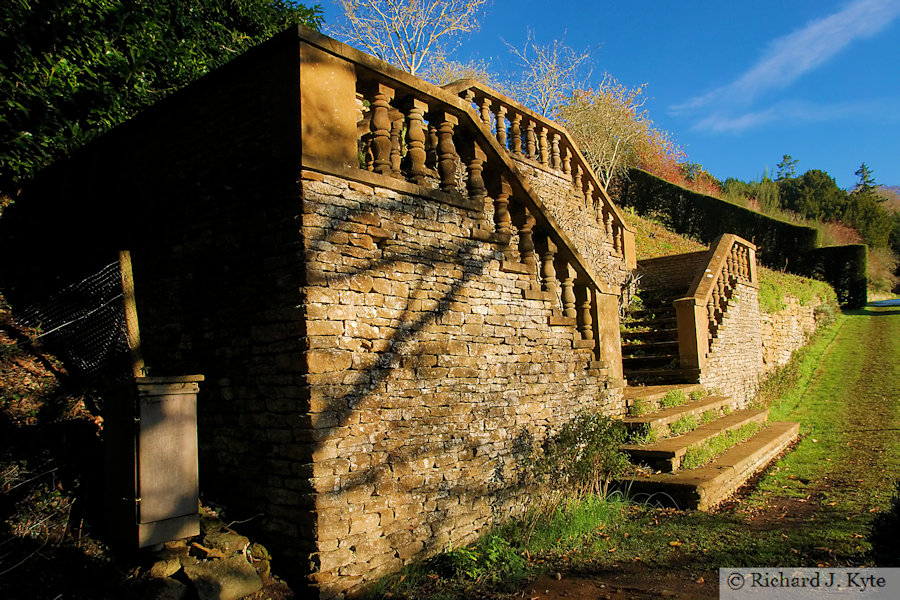 Steps up the bank, Upton House, Warwickshire
