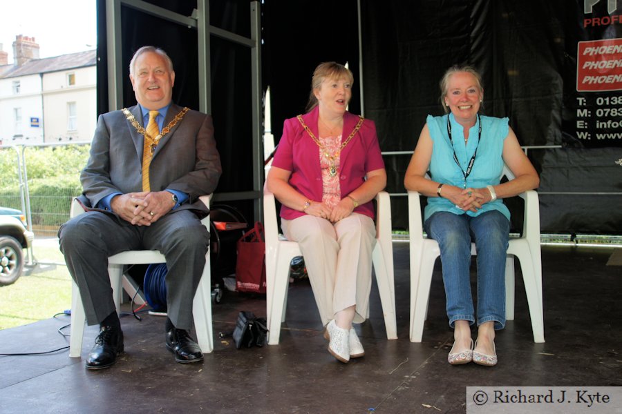 Mayor Jim Bulman, Patricia Bulman and Cathy Evans, Evesham River Festival 2011