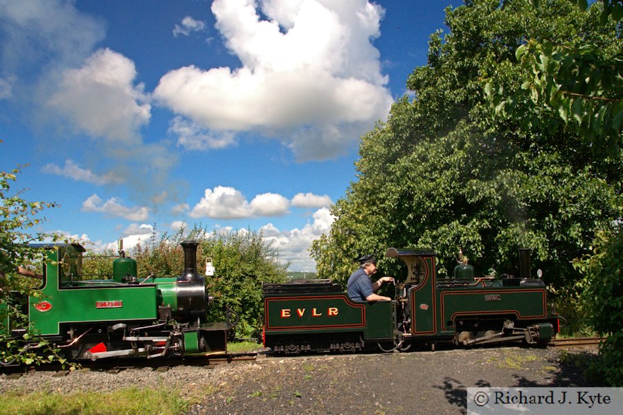 "Dougal" and "St Egwin" double-head a gala service, Evesham Vale Light Railway