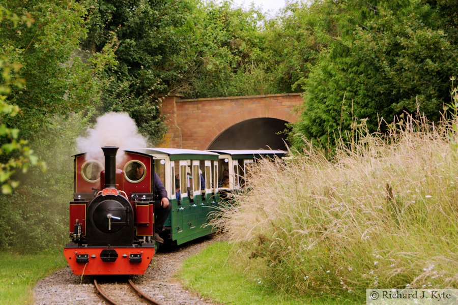 "Ruby" exits the tunnel, Evesham Vale Light Railway Heritage Transport Gala 2021