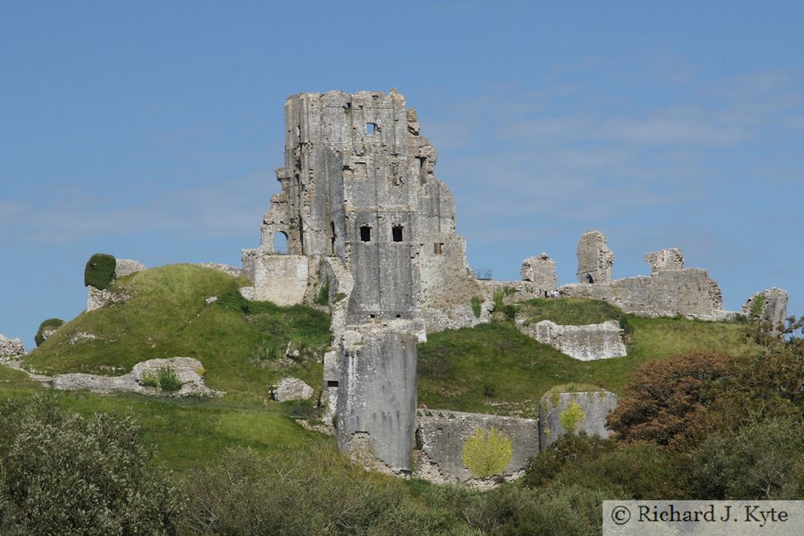 Corfe Castle, seen from the south, Isle of Purbeck, Dorset