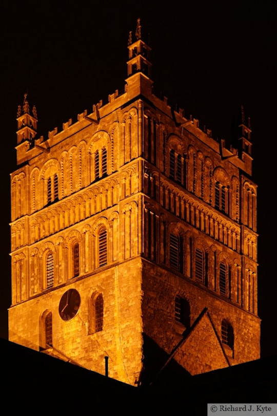 Tewkesbury Abbey Bell Tower at Night, Gloucestershire