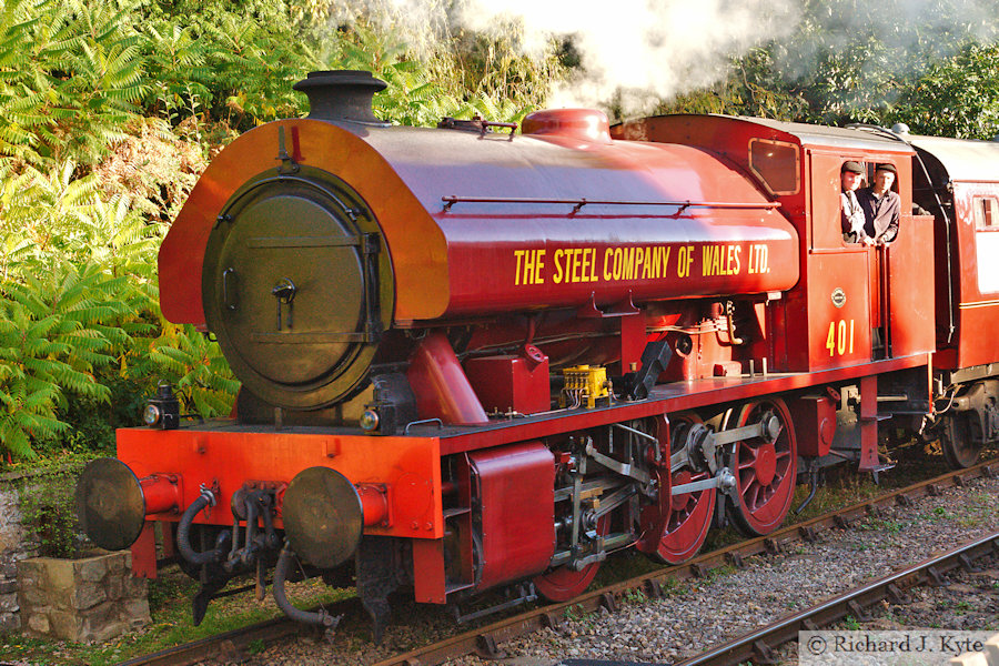 WG Bagnell 0-6-0T no. 401 arrives at Parkend, Dean Forest Railway "Royal Forest of Steam" Gala