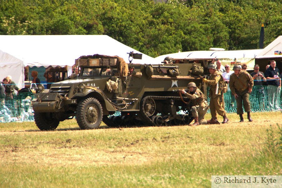 Allied Troops advance with M9 Half-track, The Battle, Wartime in the Vale 2015