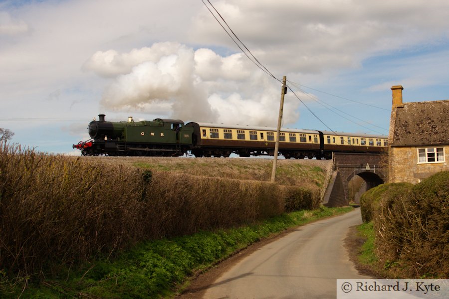 GWR 42XX class no 4270 passes Didbrook with a southbound train, Gloucestershire Warwickshire Railway
