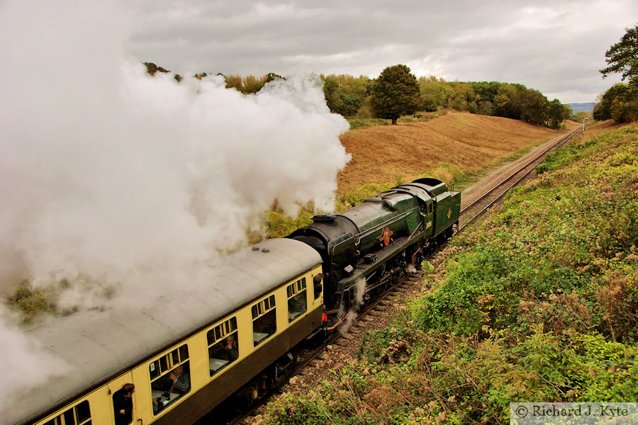 SR "Merchant Navy" Class no 35006 "Peninsular & Oriental S. N. Co" heads east through Dixton Cutting, Gloucestershire Warwickshire Railway 40th Anniversary Gala