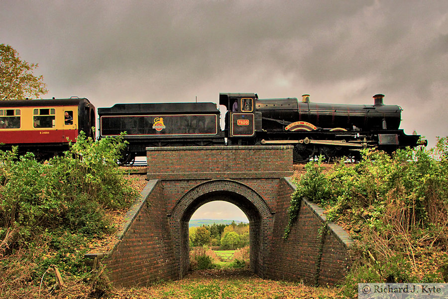 GWR "Manor" class no. 7820 "Dinmore Manor" heads east at Far Stanley, Gloucestershire Warwickshire Railway 40th Anniversary Gala