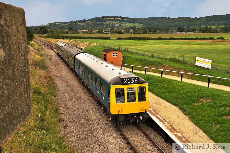 A class 117 DMU calls at the new Hayles Abbey Halt, Gloucestershire Warwickshire Railway