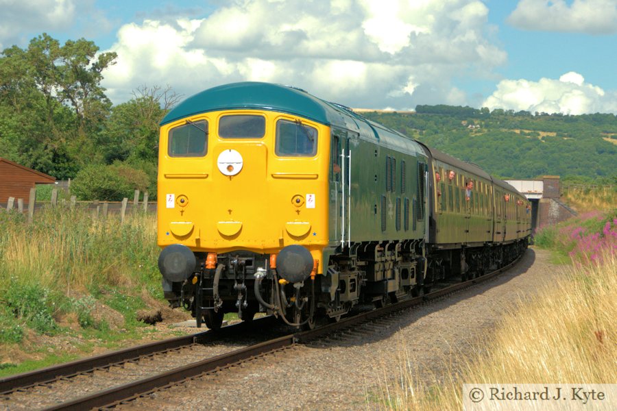 Class 24 Diesel D5081 (TOPS 24081) at Southam Lane, heading for Cheltenham Racecourse, Gloucestershire Warwickshire Railway 