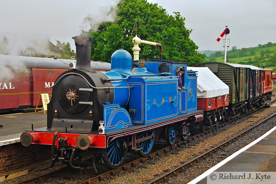 LMS/Caledonian Railway Class 2P/Class 439 propels a freight working, Winchcombe, Gloucestershire Warwickshire Railway