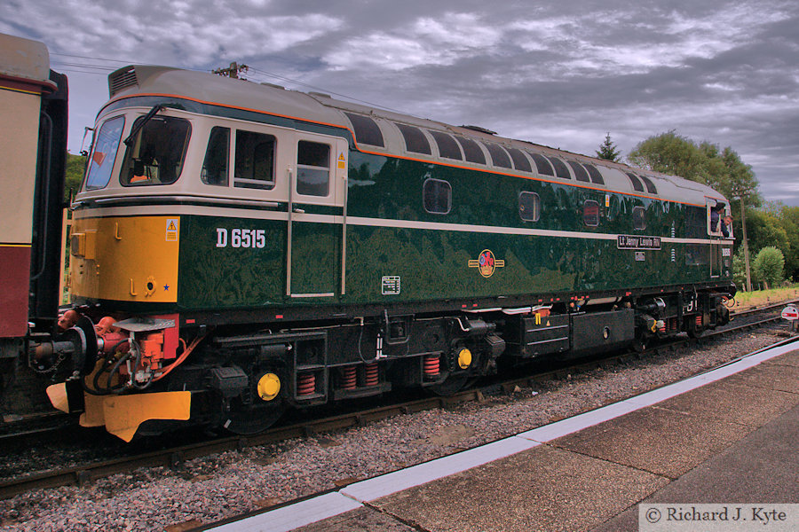 Class 33 Diesel no. D6515 (TOPS 33012) "Lt Jenny Lewis RN" at Corfe Castle, Swanage Railway