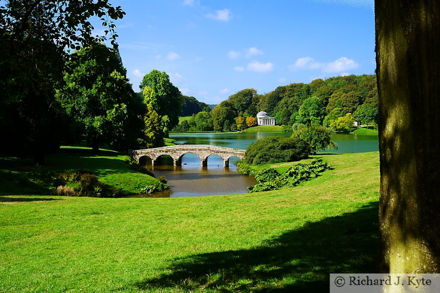 Looking across the lake towards the Pantheon, Stourhead, Wiltshire