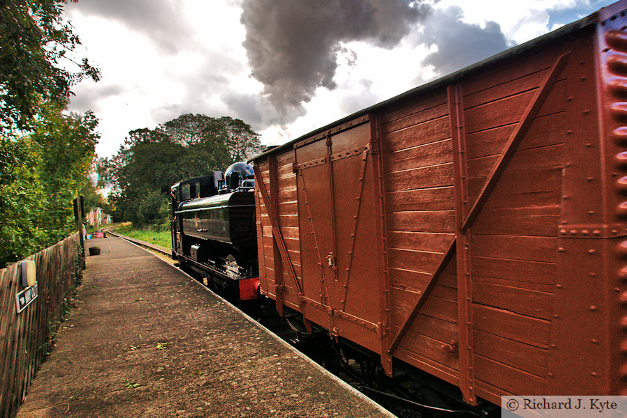 GWR 8750 class no. 9681 passes through Lydney Town Station, Dean Forest Railway, Gloucestershire "Royal Forest of Steam Gala" 2023