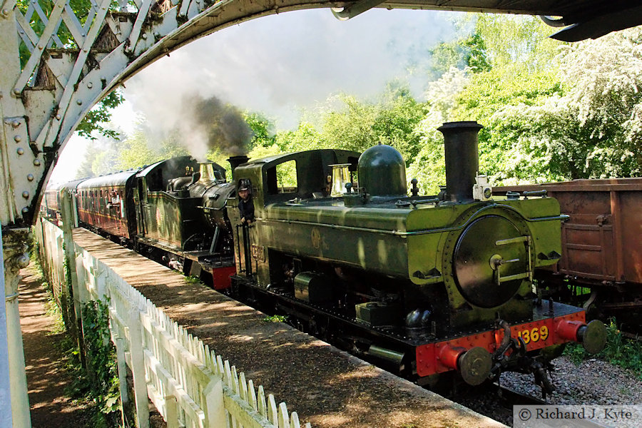 GWR 1366 Class no. 1369 pilots no. 9681 at St Mary's Halt, Dean Forest Railway