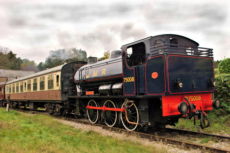Longmoor Military Railway no. 75008 "Swiftsure" heads south through Whitecroft, Dean Forest Railway 50th Anniversary Gala