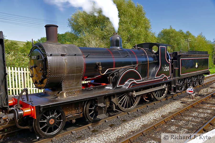 SR T9 Class no. 30120 at Corfe Castle, Swanage Railway
