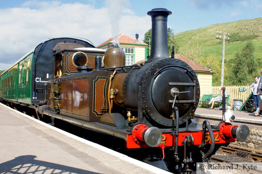 LBSCR (SR) A1 Terrier class no 662 Martello at Corfe Castle, Swanage Railway