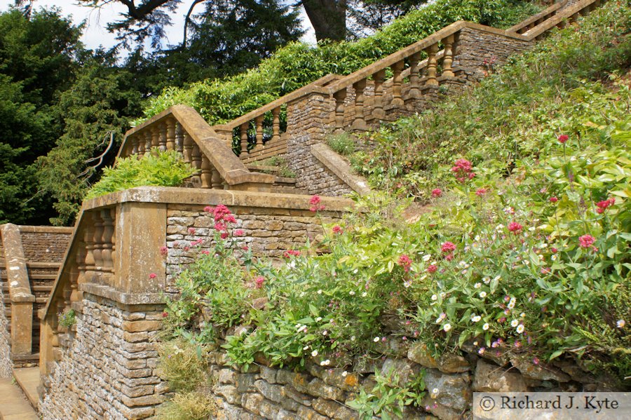 Steps up the bank, Upton House, Warwickshire