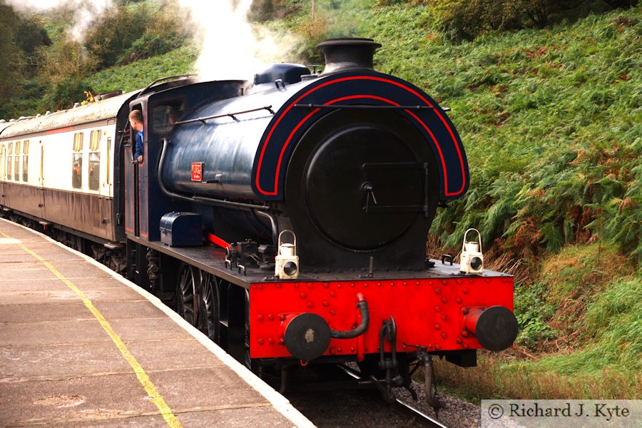 Hunslet Austerity 3806 Wilbert arrives at Norchard, Dean Forest Railway