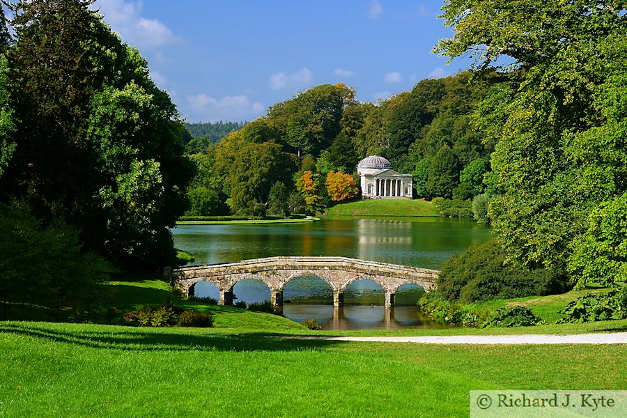 Looking across the lake towards the Pantheon, Stourhead, Wiltshire