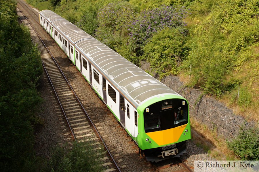 Vivarail Class 230 prototype DMU no. 230001 on an up train in Offenham Cutting