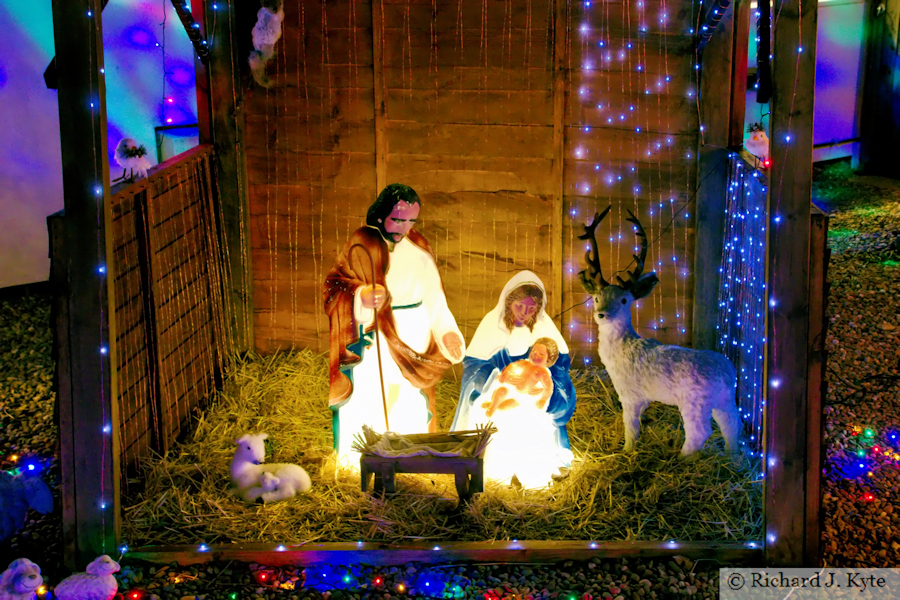 Nativity Scene, Christmas Lights, Rynal Place, Evesham, Worcestershire
